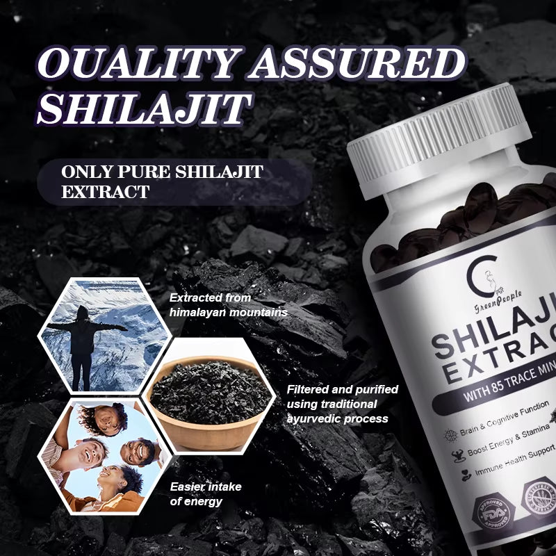 GPGP Greenpeople Shilajit Extract Capsule with 85+Trace Minerals & Fulvic Acid Himalayan Pure Original Shilajit Resein Energy