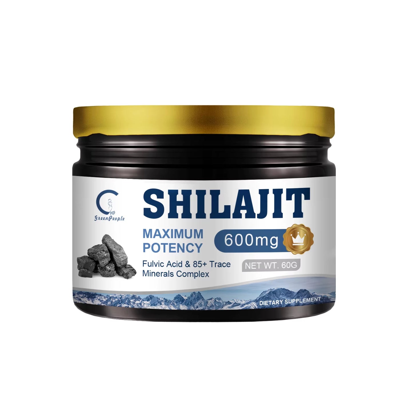 GPGP Greenpeople 100% High Purity Shilajit Mineral Supplements Resin 60G Pure Shilajit Lab Fulvic Acid Tested 85+ Trace Minerals