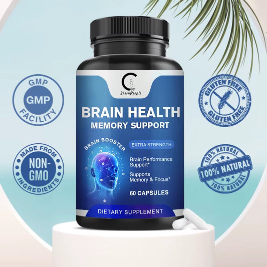 GPGP Greenpeople 60Pc Brain Health Capsule for Concentration Brain Booster Focus Memory Clarity Pill Vitamin B6 Brain Supplement